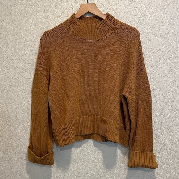Melrose and Market Mock Neck Wide Sleeve Crop Pullover Medium - Picture 3 of 5